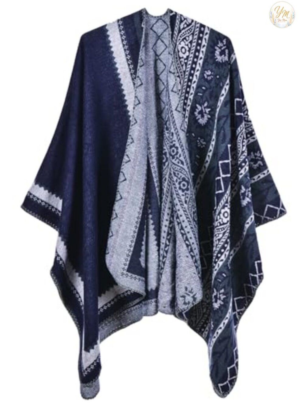Womens Shawl Wrap Poncho Cape Cardigan Open Front Reversible